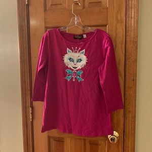 BOB MACKIE WEARABLE ART CAT TOP S NEW